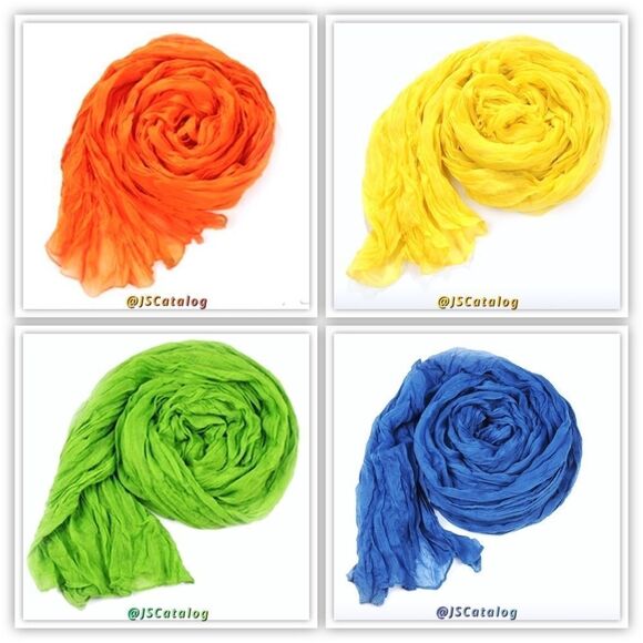 LIGHT YELLOW CHIFFON WOMEN SCARF - Picture 3 of 3